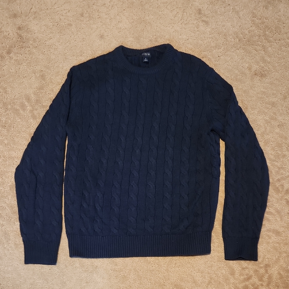 J. Crew Men's Navy Cable Knit Sweater